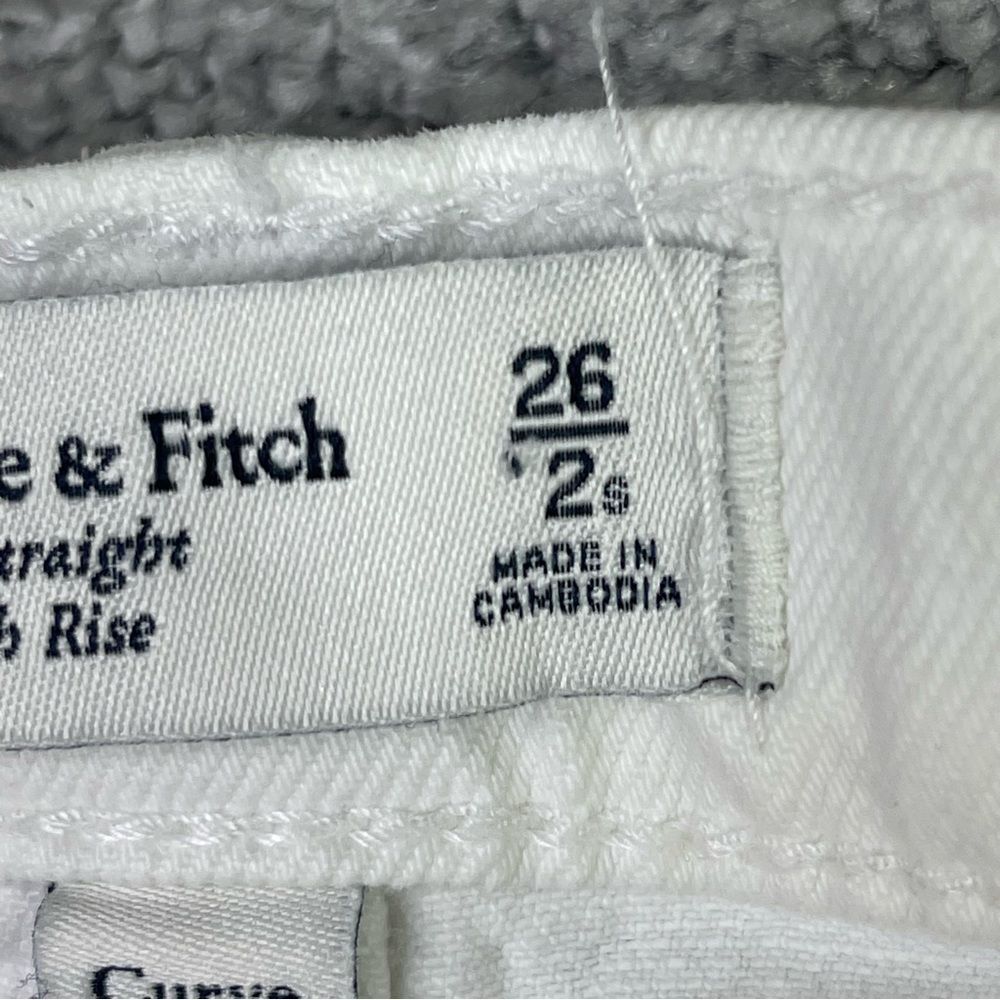 Abercrombie & Fitch Jeans Women's 26 Short White Ankle Straight High Rise Ripped - Picture 6 of 11